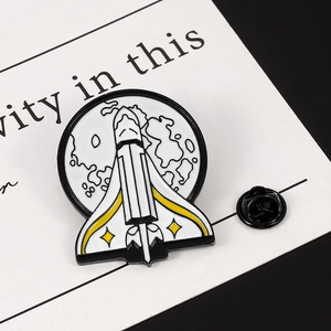 Space Shuttle Rocket Enamel Pin Alloy Brooch Moon Planet Science Fiction Creative Lapel Pin For Backpack Clothes Accessory
