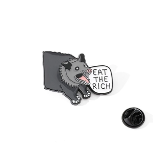 Cartoon Opossum Enamel Pin Eat The Rich Speech Bubble Alloy Brooch Badge Personalized Fashion Jewelry For Backpack Clothes
