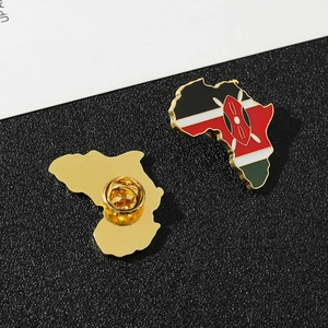 Kenya map enamel pin with national flag design and gold metal butterfly clutch backing