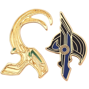 Marvel Loki Ragnarok Helm Emaille-Anstecknadeln aus grüner und goldener Zinklegierung