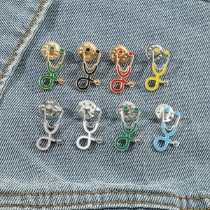 Broche Créative en Alliage Émaillé Forme Stéthoscope Cadeau Médical Pour Docteur Infirmière Bijoux Sac à Dos Badge