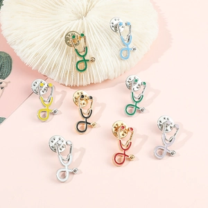 Ensemble de broches stéthoscope en émail coloré pour uniformes médicaux et sacs