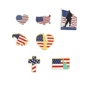 Set di spille smaltate bandiera americana in forme di cuore, aquila e temi patriottici