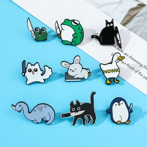 Detailset van 9 creatieve cartoon dieren emaille speldjes met een gans en kat