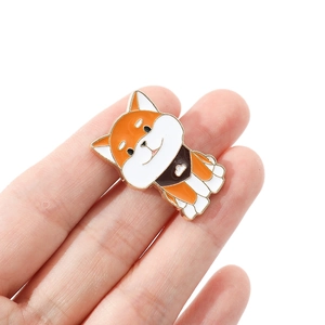 Cute Shiba Inu cartoon enamel pin made of gold-plated alloy for bags and clothing accessories
