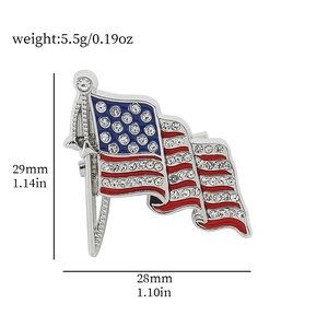 Funkelnde USA-Flaggen-Brosche mit Strass und Emaille, 29mm Anstecknadel zum Unabhängigkeitstag