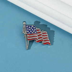 Brosche in US-Flaggen-Design mit glitzernden Strasssteinen und Emaille-Finish