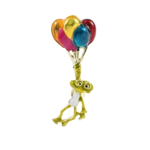 Broche créative en émail avec grenouille mignonne et ballons colorés en alliage