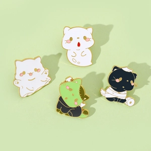 Funny Halloween Cat Enamel Pins Assorted Cartoon Ghost Mummy Frankenstein Kitten Brooches Alloy Badge Jewelry For Backpack Clothing