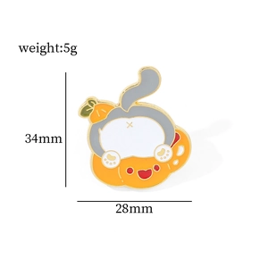 Cartoon Halloween cat in pumpkin enamel pin 34mm x 28mm creative holiday badge gift