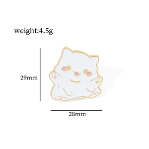 Detailed size chart for the cute ghost cat enamel pin with dimensions 29mm x 28mm