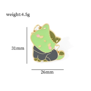 Detailed view of the cute cat enamel pin showing precise 31mm height and 26mm width dimensions