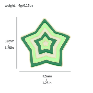 Colorful gradient star enamel brooch with dimensions 32mm and weight 4g on white background