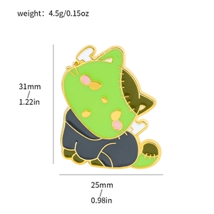 Halloween Frankenstein kat emaille speld, groene cartoon broche, maat 31x25mm