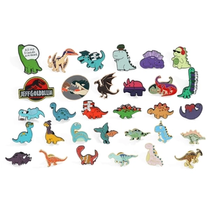 Set di 28 spille colorate in smalto a forma di dinosauro e distintivi creativi in metallo