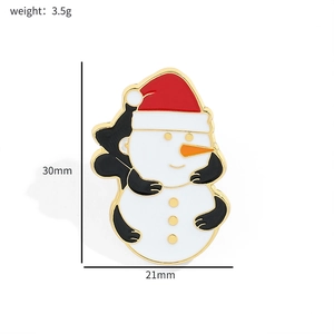 Cartoon Christmas snowman enamel pin brooch with dimensions 30mm x 21mm and 3.5g weight