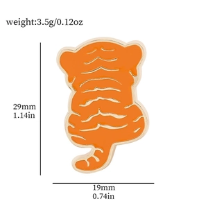 Detailed size and weight specs for this cute orange cartoon tiger enamel brooch pin