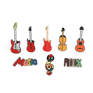 Lot de 8 broches en émail sur le thème de la musique avec guitares et notes de musique