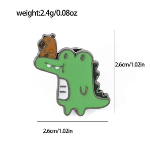 Broche émaillée capybara et crocodile avec détails de dimensions 2,6cm et poids de 2,4g