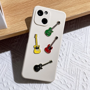Creative guitar themed mobile phone case with colorful mini guitar 3D metal accessories