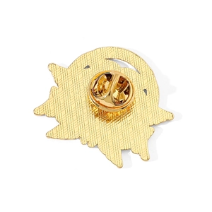 Cartoon Cthulhu angel metal badge with butterfly clasp and textured golden back finish