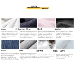 Care instructions for children's swimwear showing washing guide for various fabrics