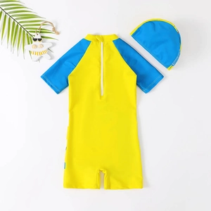 Maillot de bain une pièce dinosaure pour enfant avec chapeau et protection solaire