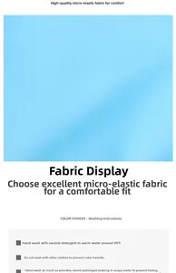 Detail of light blue micro-elastic fabric showing texture and soft touch for kids swimwear