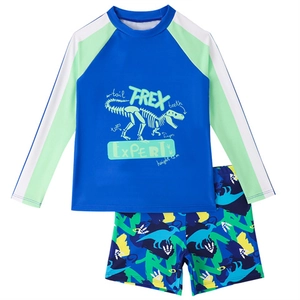 Zweiteiliger Jungen-Sonnenschutz-Badeanzug mit Dinosaurier-Print und Badehose