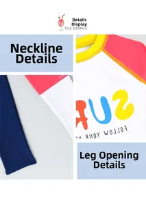 Detail der Raglanärmel und leuchtenden Nähte am langärmeligen UV-Badeanzug für Jungen