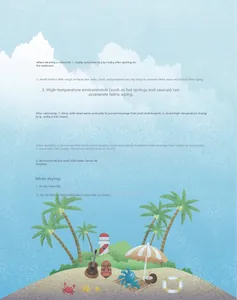 Detailed care instructions for boys shark swimsuit featuring washing and sun protection tips