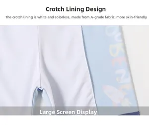 Close-up of hygienic white inner lining on boys astronaut swimwear with A-grade fabric