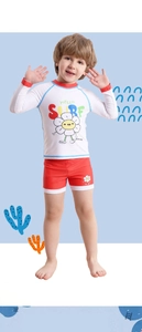Détail d'un maillot de bain manches longues pour enfants avec motif de tournesol