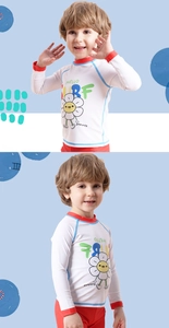 Détails du maillot de bain anti-UV pour garçons avec imprimé tournesol de dessin animé