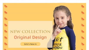 Détails du maillot de bain jaune à manches longues pour filles avec imprimé soleil d'été