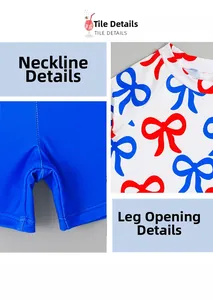Detail view of round neckline and neat stitching on boys' long-sleeve swimwear