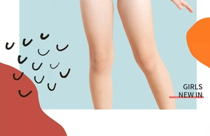 Dettaglio stile collage di costume da bagno per bambine con grafiche artistiche arancioni