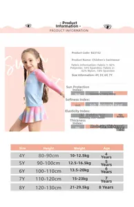 Guide des tailles pour maillot de bain manches longues fille avec mesures