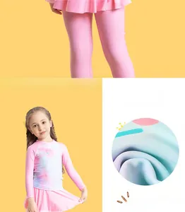 Detail of pink long-sleeve girls' swimwear featuring LOVE print and high-elastic fabric