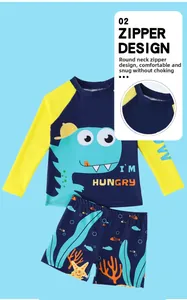 Détails du maillot de bain dinosaure pour garçons avec col zippé et motifs de vie marine
