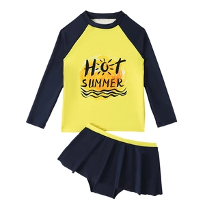 Maillot de bain deux pièces à manches longues pour filles avec imprimé Hot Summer