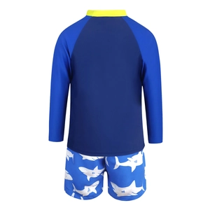 Completo mare bambino due pezzi con maglia protettiva a manica lunga e pantaloncini