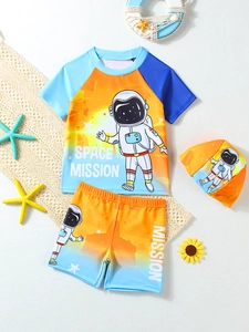 Set mare 3 pezzi per bambini con stampa astronauta e decorazioni marine a rete