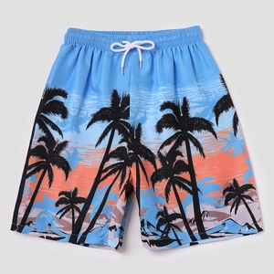 Short de plage séchage rapide pour garçons avec imprimé cocotier et cordon réglable