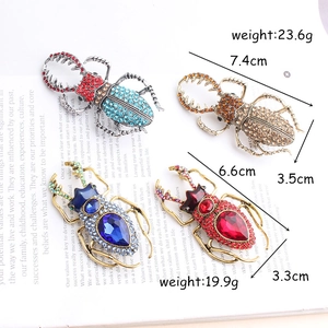Vintage alloy beetle brooches with colorful crystals and rhinestones in four elegant colors