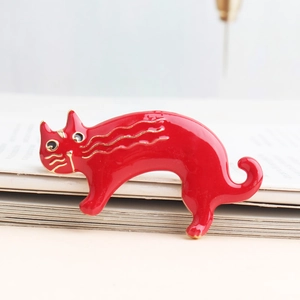 Lindo Broche de Gato de Dibujos Animados Aleación de Zinc Esmalte Insignia Animal Moda Chapado en Oro Joyería Para Mujer Hombre Ropa