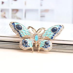 Vintage Zinklegering Vlinder Brosche Speld Voor Vrouwen Ingelegde Strass Emaille Vlinder Hanger Kleding Accessoires Sieraden Cadeau