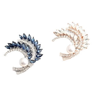 Eleganti spille a spiga di grano con strass di cristallo e perle in argento e oro rosa