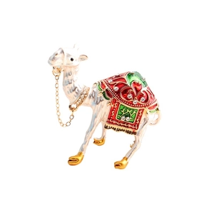 Figurine de chameau en émail avec strass colorés et accents de dorure élégants