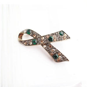 Vintage Ribbon Bow Brooch For Women Zinc Alloy Rhinestone Inlaid Fashion Dress Clothes Accessory Lapel Pins Gift